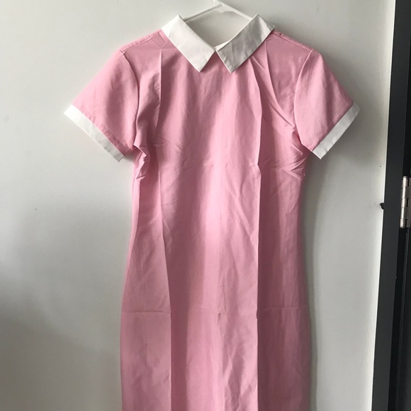 baby pink dress with white collar